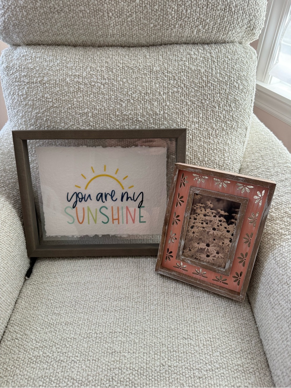 You Are My Sunshine Framed Art - Pastel & Wood Girls Nursery Room Picture Frames